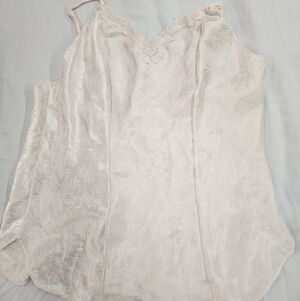 Vintage ivory satin lace lingerie slip